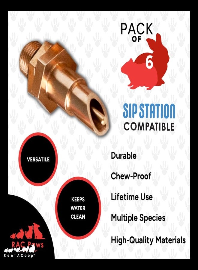 RentACoop DIY Waterer Kit - Six (6) Pack Horizontal Brass Nozzles - Great for Rabbits, Guinea Pigs, Ferrets and Other Small Animals - Image 2